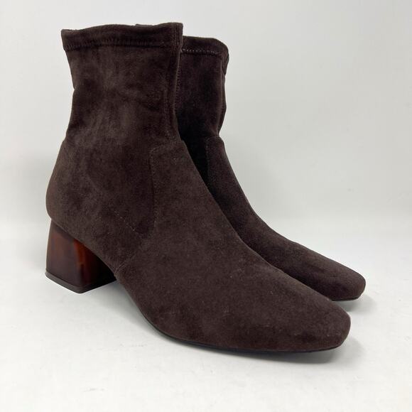 Silent D Anthropologie Maretolp Heeled Ankle Boots Booties Brown Suede EU 37 6.5 - Picture 2 of 13
